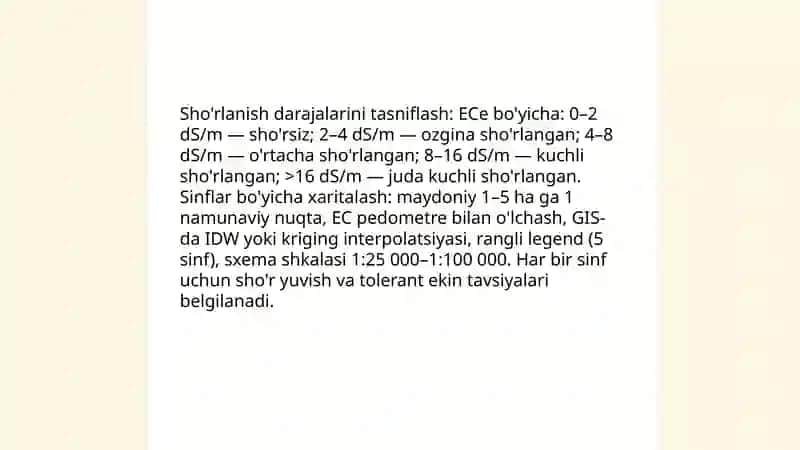 Yerlarning sho'rlanish xaritasini tuzish 4