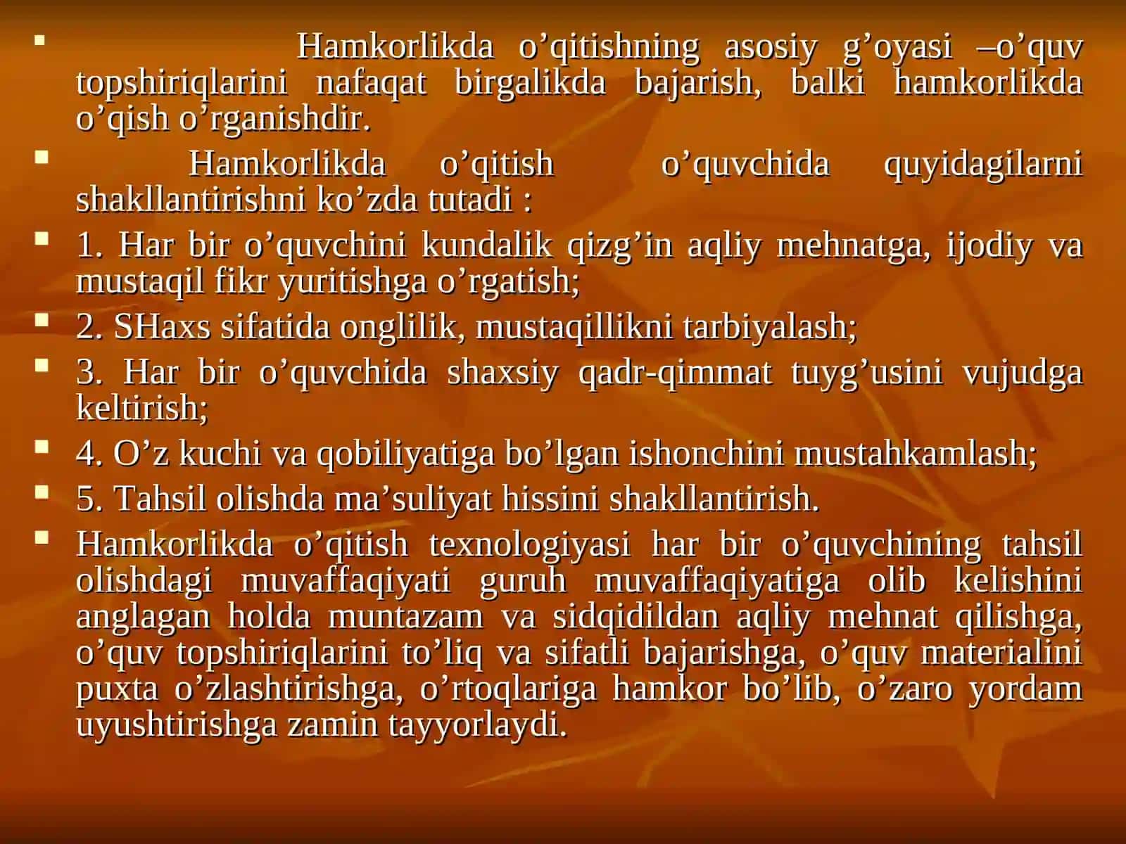 Hamkorlikda o'qtish texnalogiyalari 4