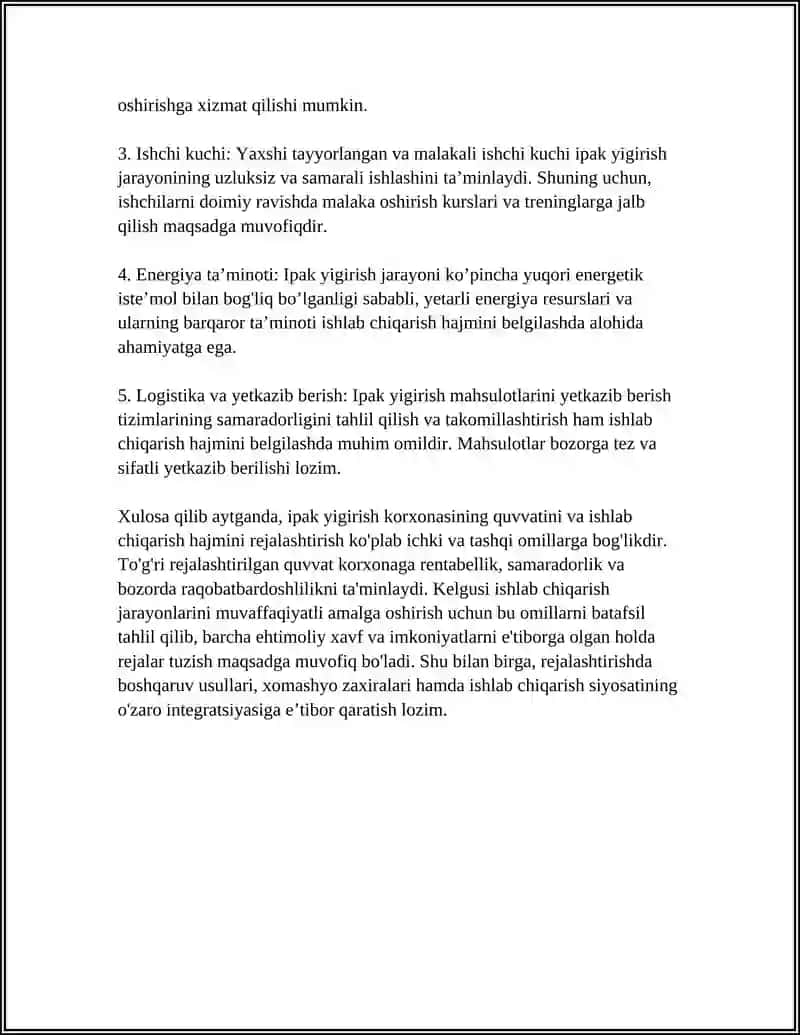 IPAK YIGIRISH KORXONALARINI LOYIHALASH 4