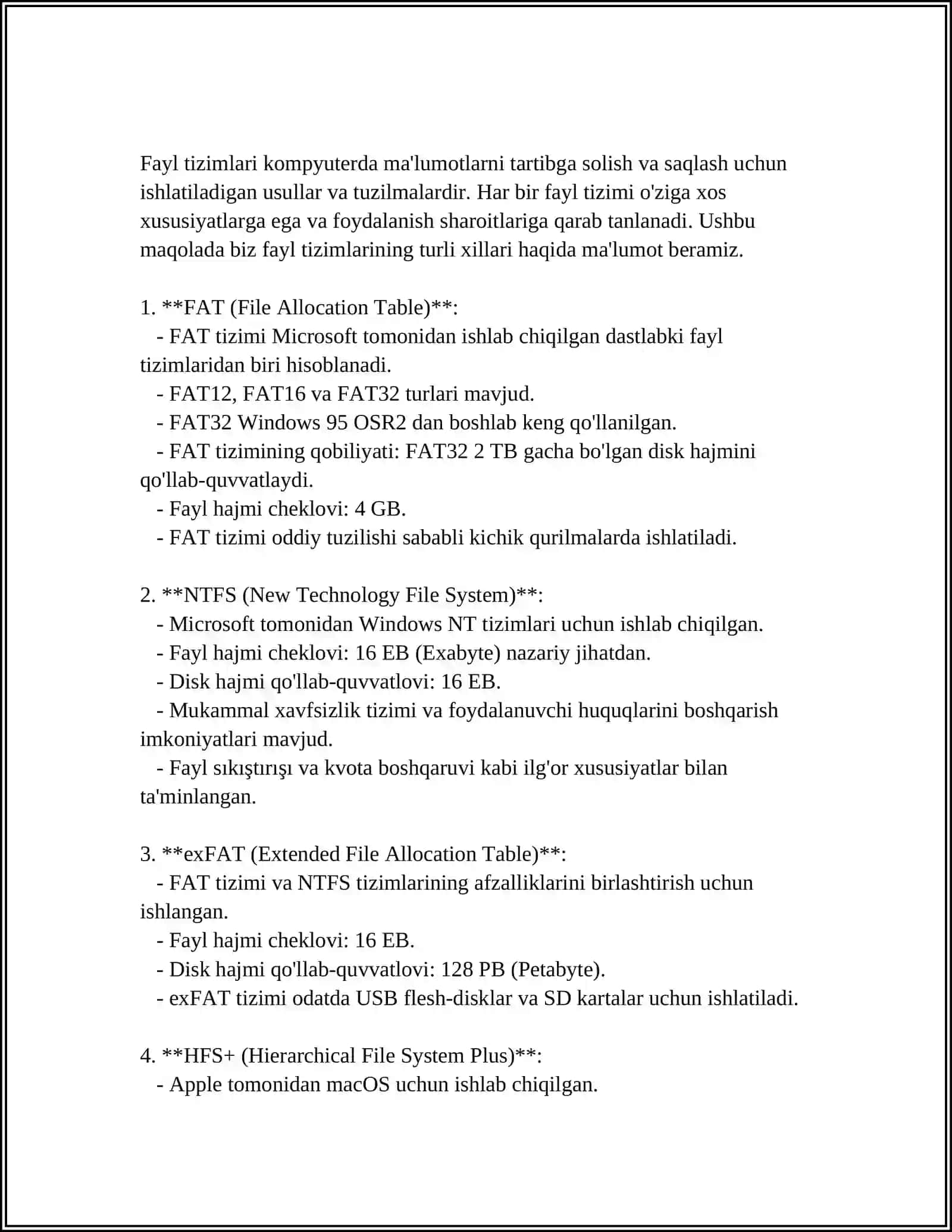 FAYL TIZIMLARI 4