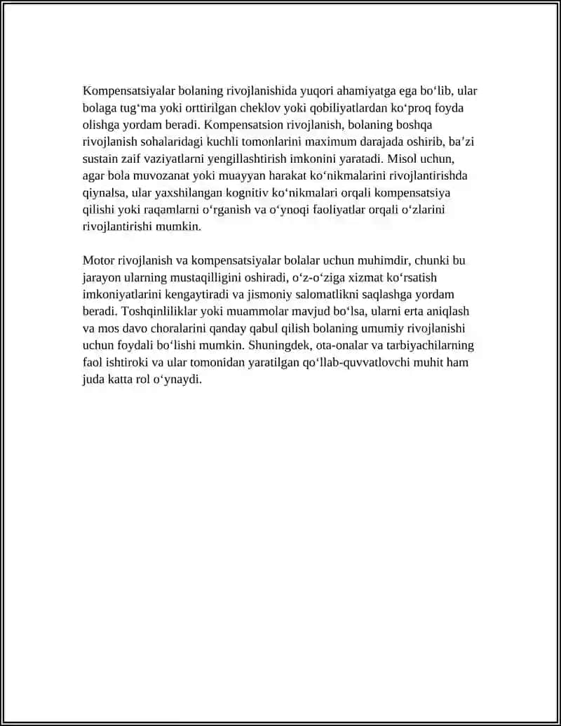 BOLANING RIVOJLANISH SOHALARI VA KOMPENSATSIYALARI 4
