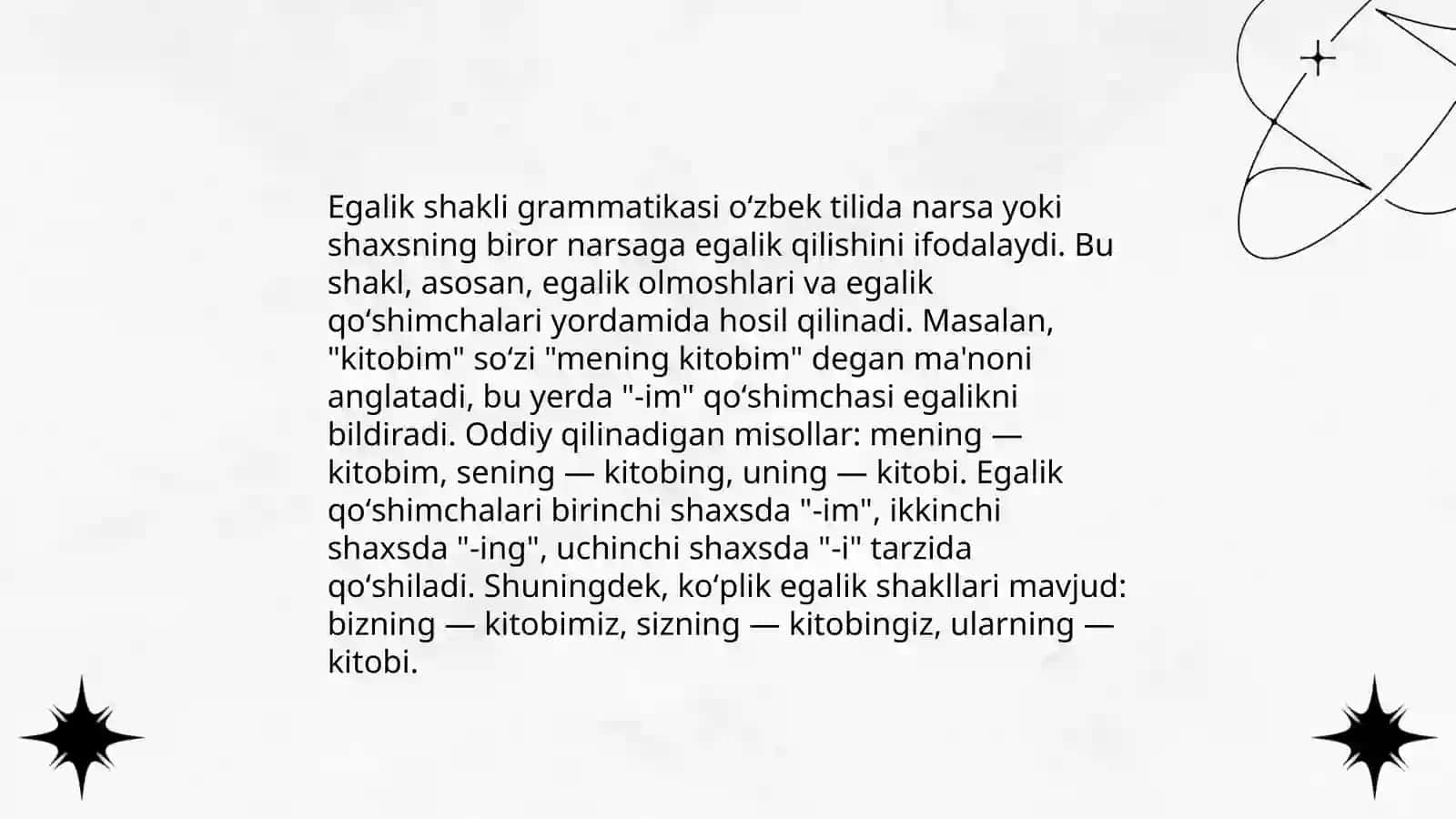Bog'lamalar ya'ni egalik shakllari 4