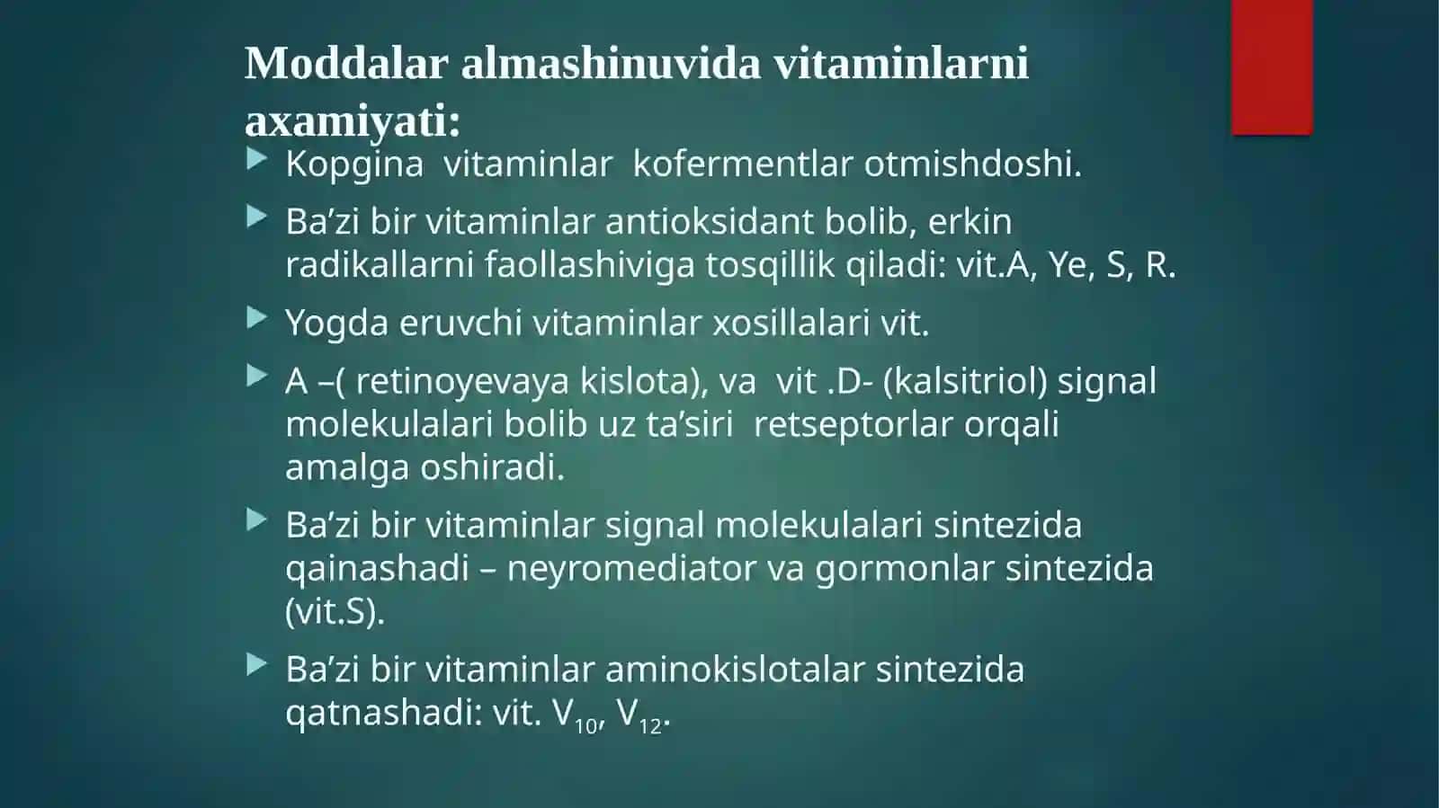 VITAMINLAR  KLINIK  FARMAKALOGIYASI 4