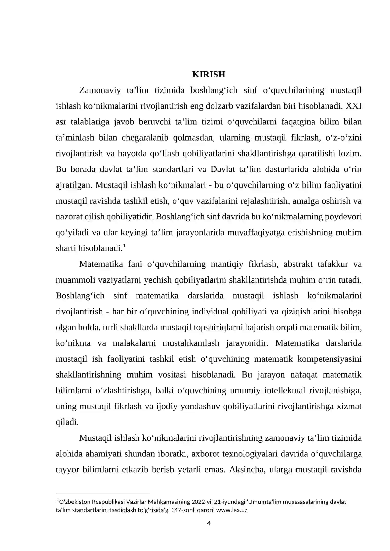 Boshlang‘ich ta’limda matematika darslarida mustaqil ishlash ko‘nikmalarini rivojlantirish 4