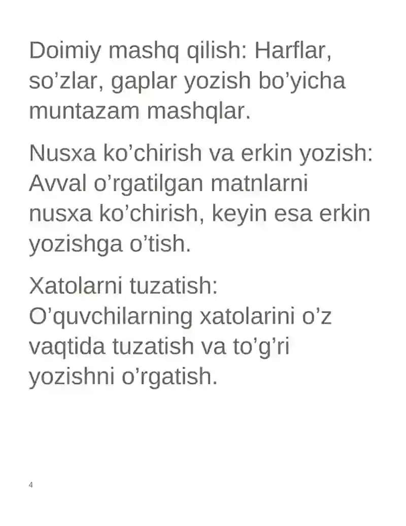 Yozuvga o’rgatishning amaliy asoslari 4