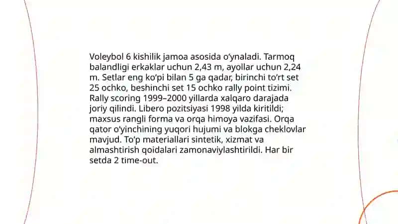 Voleybol oʻyinining tarixi va rivojlanishi 4