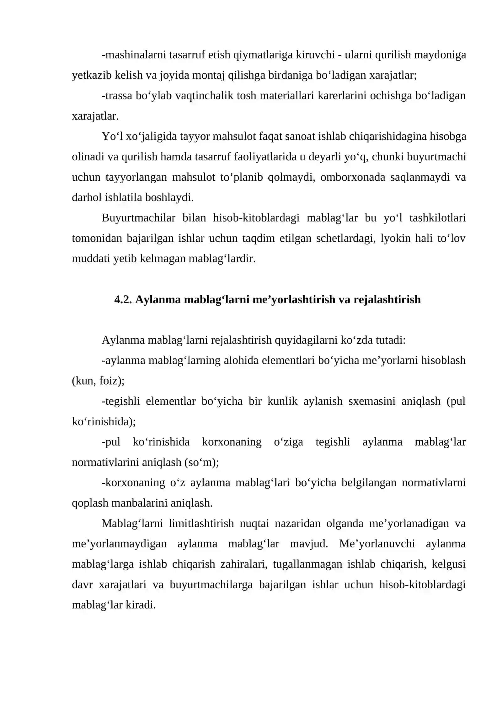 Yo‘l xo‘jaligida aylanma kapitallari 4
