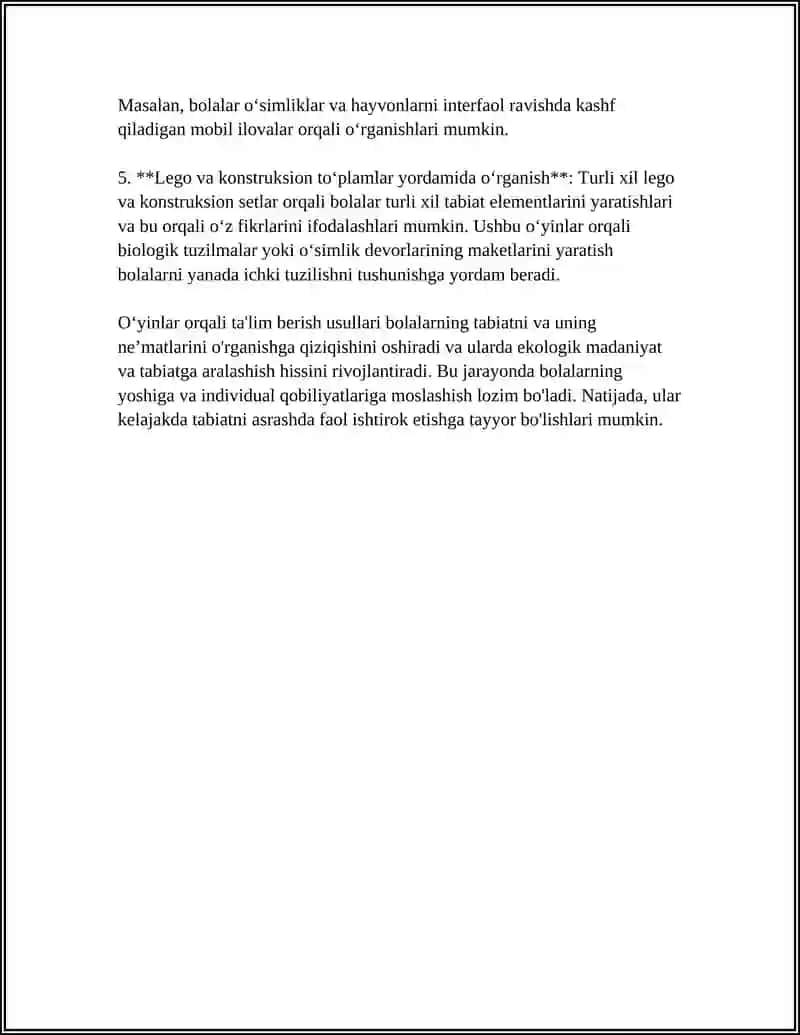 MAKTABGACHA YOSHDAGI BOLALARNI TABIAT BILAN TANISHTIRISH USULLARI 4