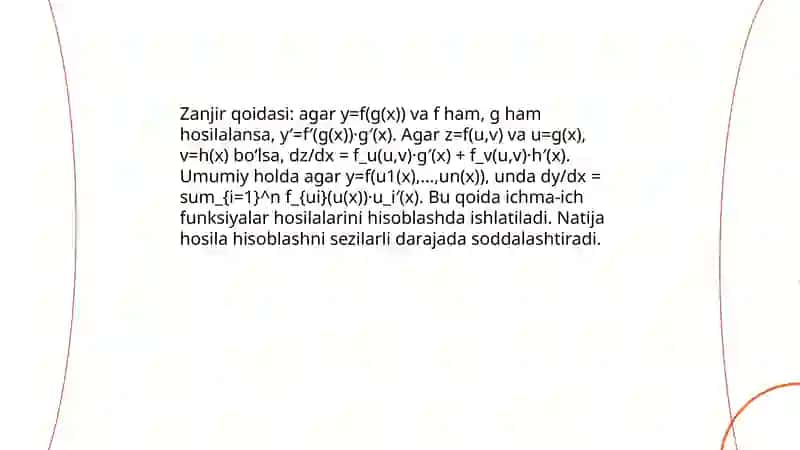 Murakkab funksiyaning hosilasi 4