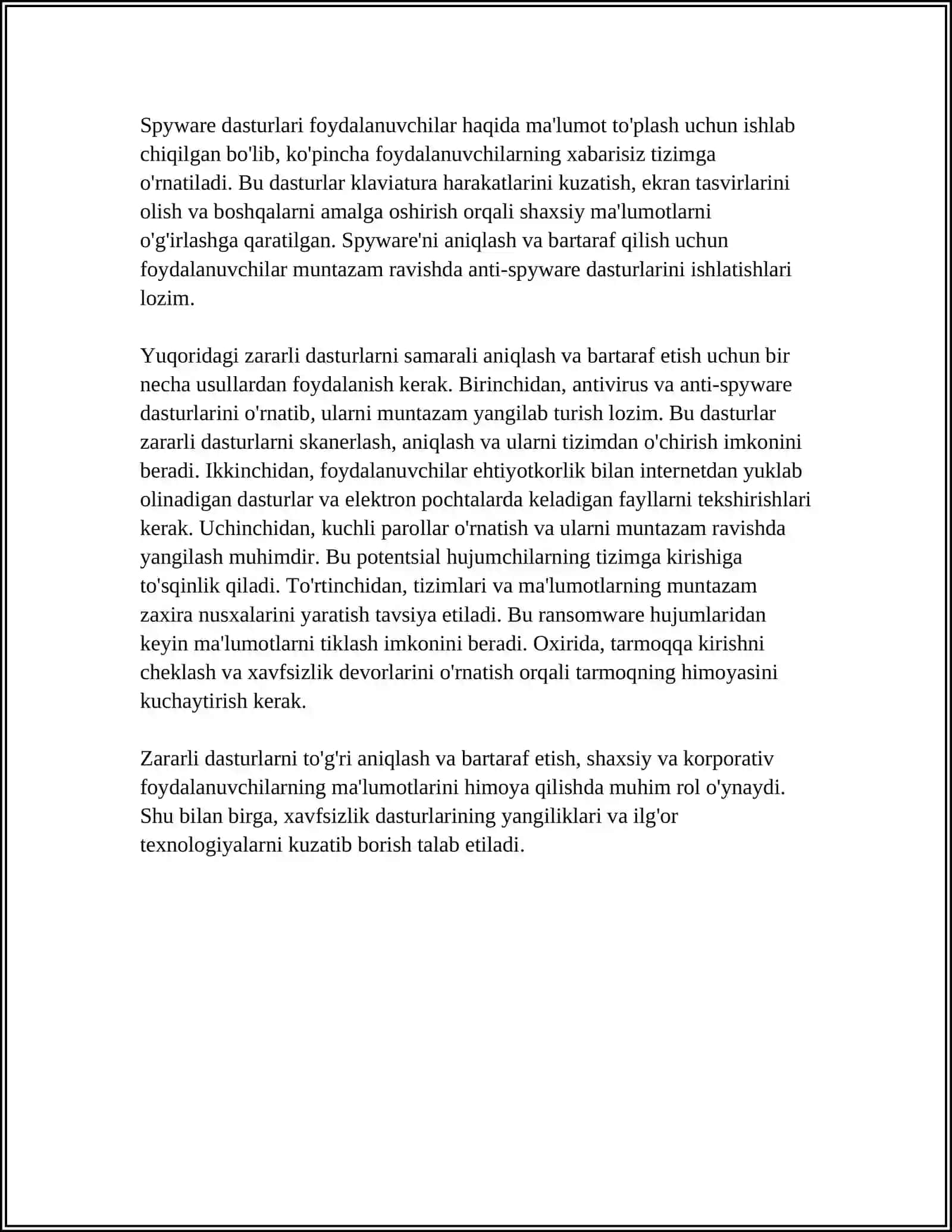 ZARARLI DASTURLARNI ANIQLASH VA BARTARAF ETISH USULLARI 4