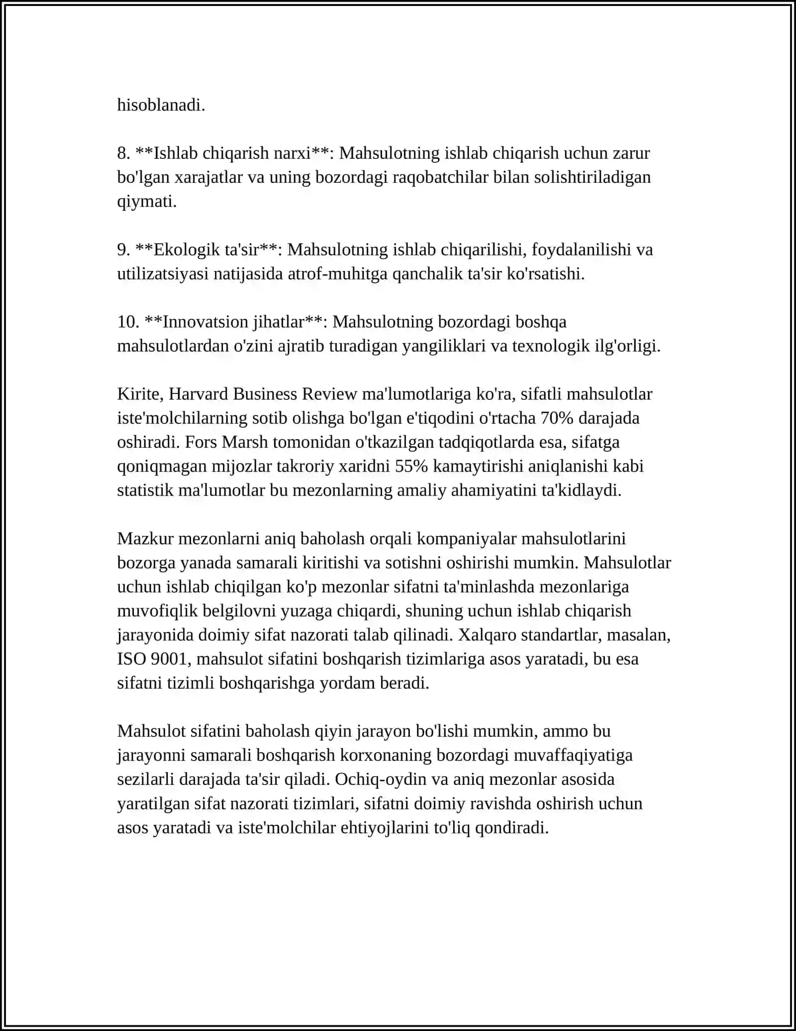 MAHSULOT SIFATINI BAHOLASH VA ÔRGANISH 4