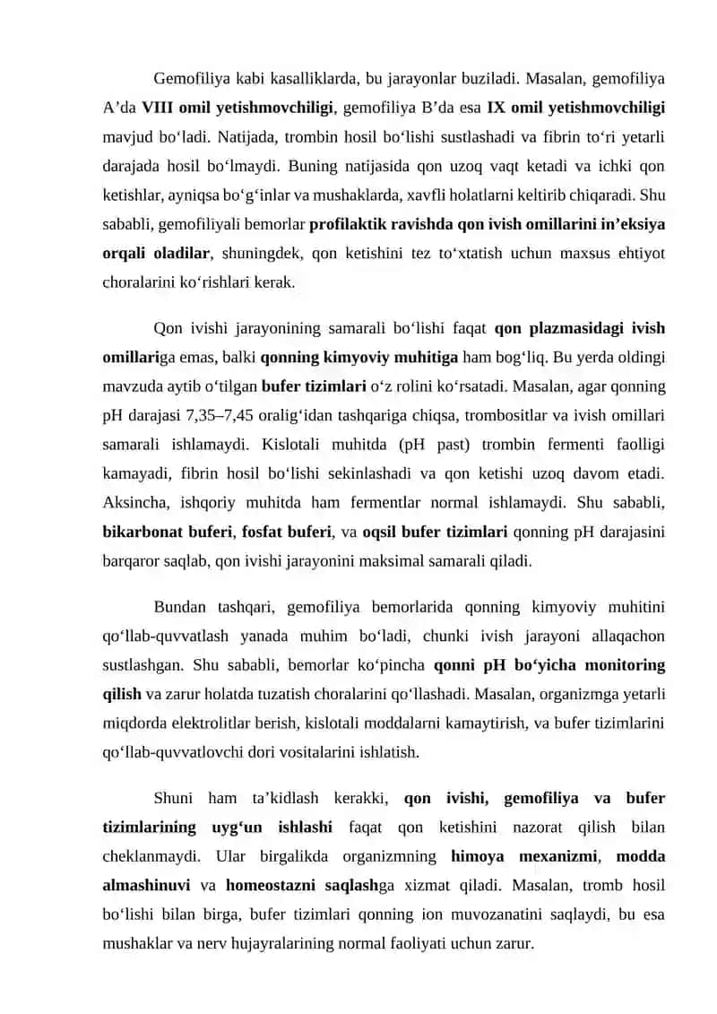 Qon ivishi gimafiliya qoni bufer sistemalari 4