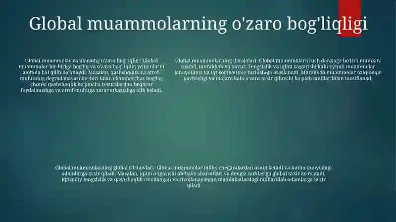 Global Muommolarning Mezonlari Va Darajalari 4