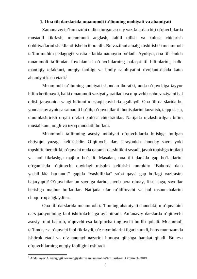 Ona tili darslarida muammoli vaziyat yaratish usullari 4