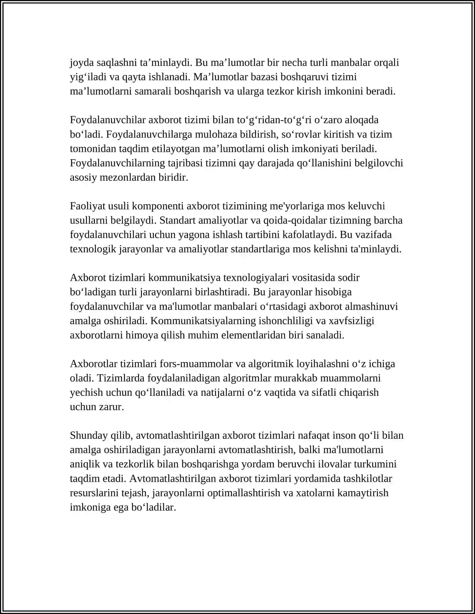 AVTOMATLASHTIRILGAN AXBOROT TIZIMI 4