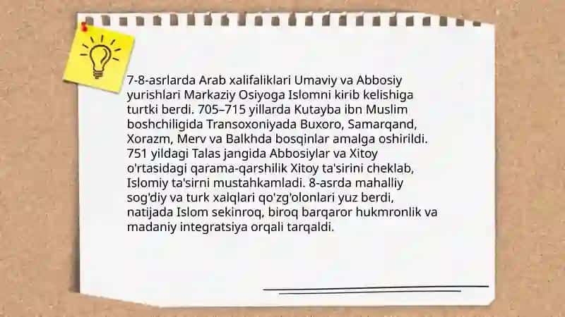 Markaziy Osiyoga Islom dinining kirib kelishi 4