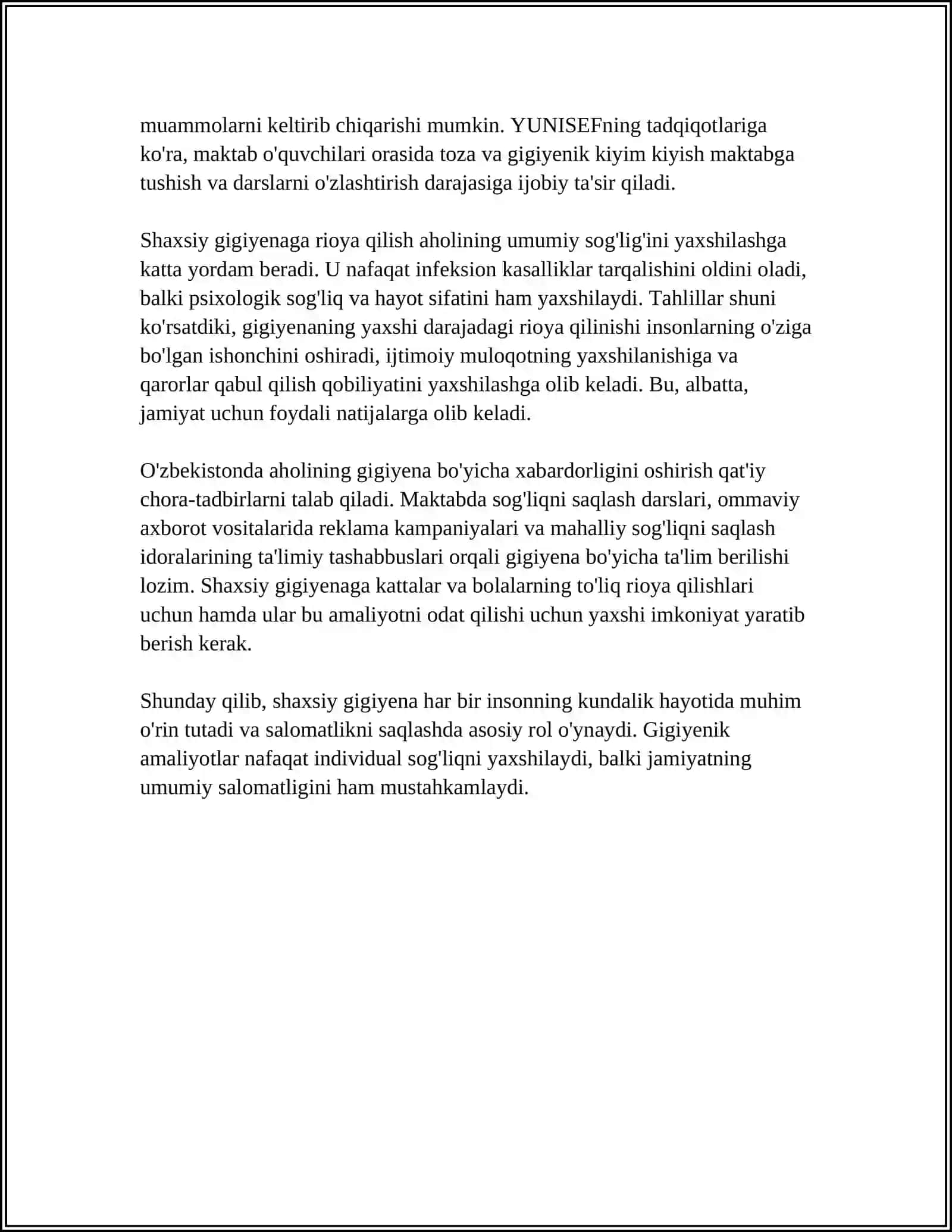 SHAXSIY GIGIYENA REFERAT 4