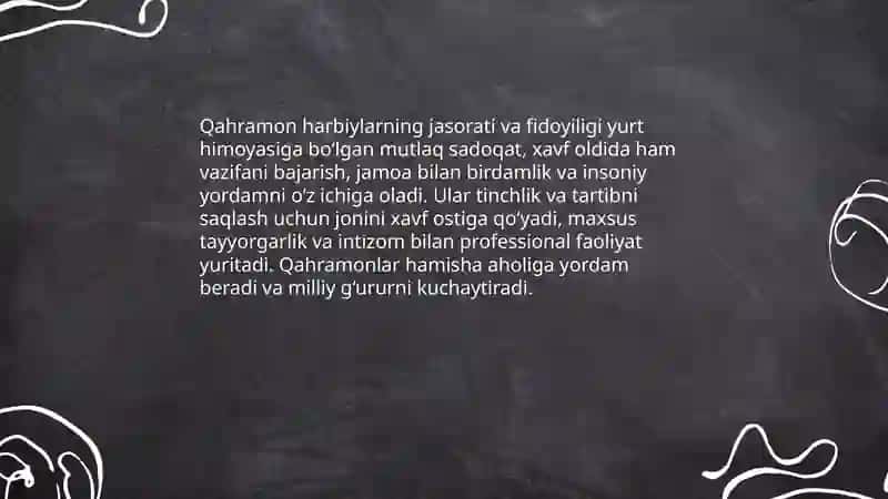 Zamonamiz qahramoni harbiylar 4