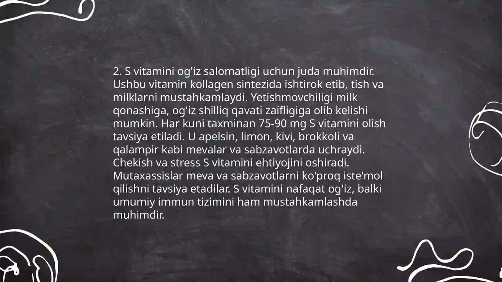 Vitaminlar.Kislota.Ishqorlar. Stomatalogiyada qoʻllanilishi 4