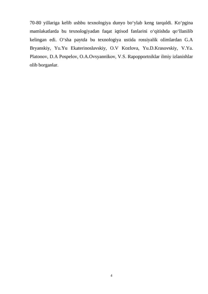 INFORMATIKA O’QITISH METODIKASI FANIDAN KURS ISHI 4