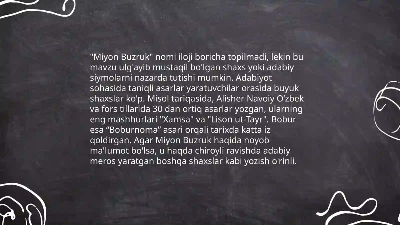 Miyon Buzruk va Sadiy tanqidiy qarashlar 4