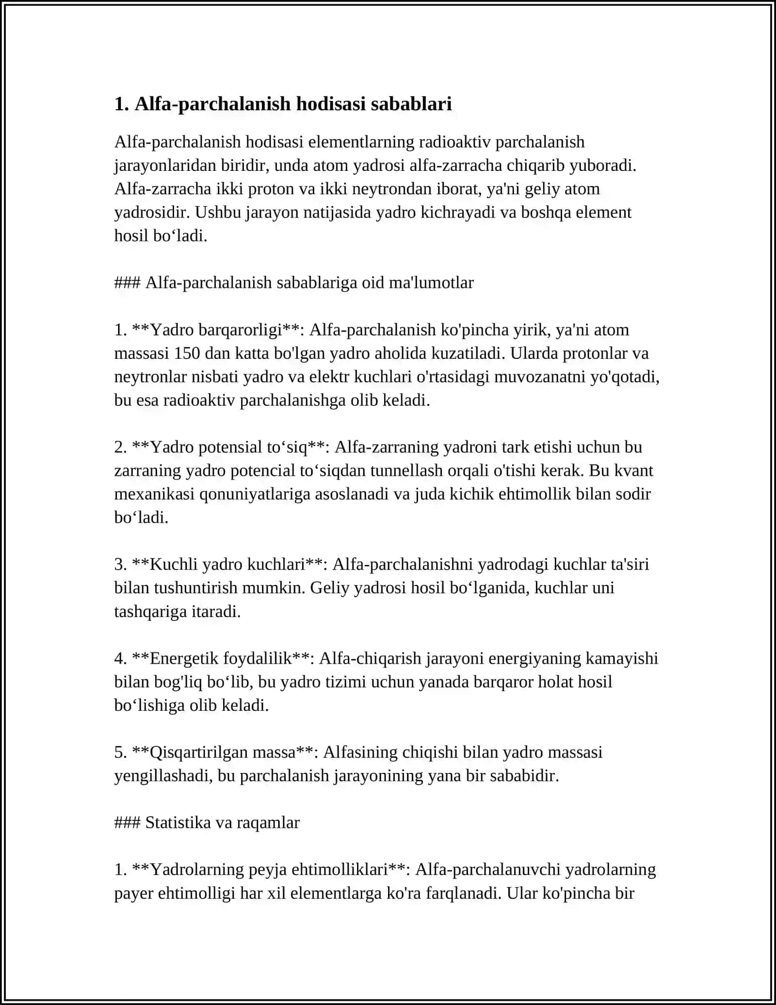 ALFA-PARCHALANISH HODISASI REFERAT 4