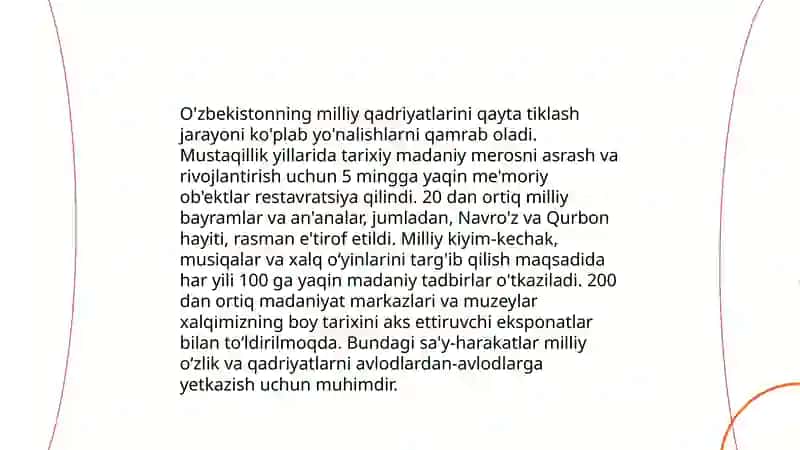 Mustaqillik yillarida O'zbekistonda ma'naviy yangilanish 4