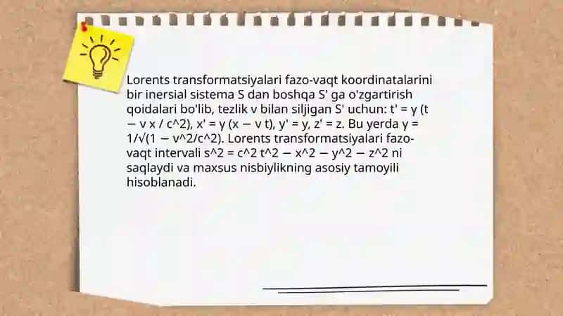 Nisbiylik nazariyasi elementlari 4