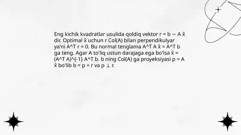 Eng kichik kvadratlar usulining geometrik talqini 4