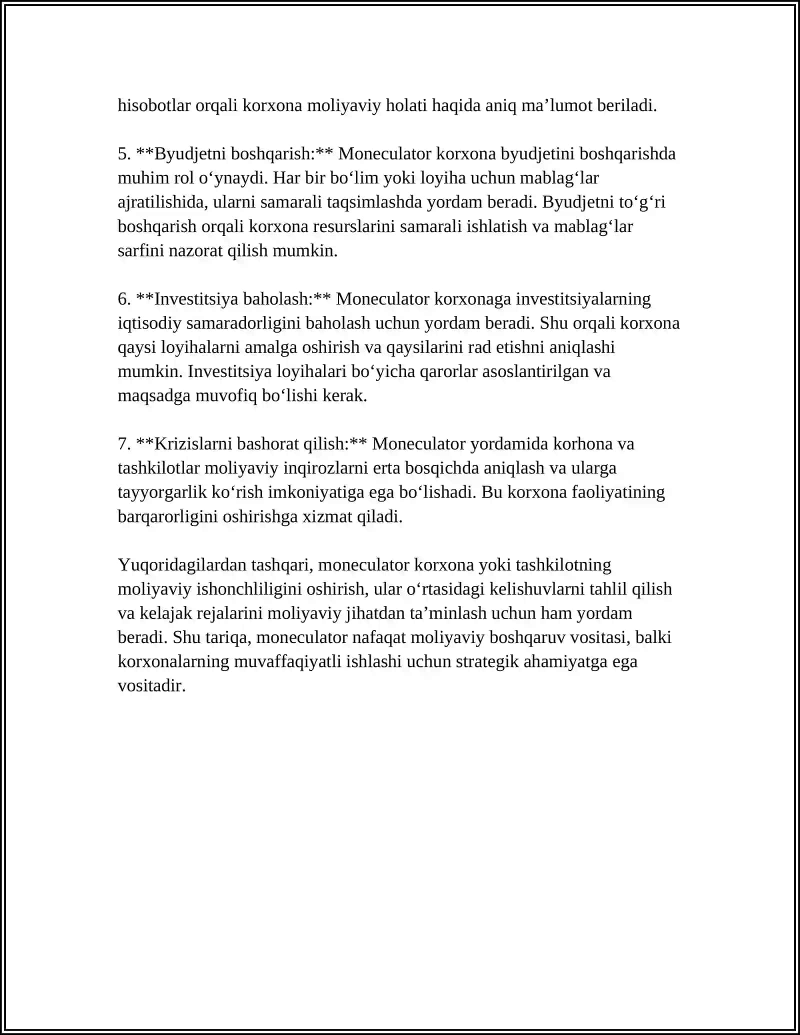 MONEKULYATORNING BOSHQARISH SISTEMALARI 4