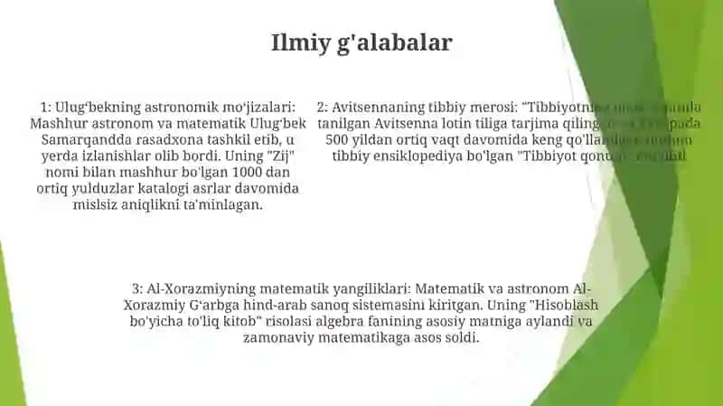 Ajdodlarimning Jahon Silvizatsiyasida Qoshgan Hissasi 4
