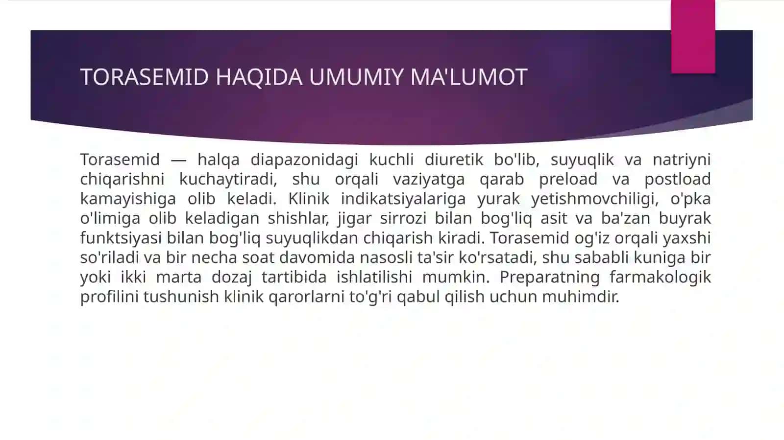 Torasemid preparati farmakodinamikasi 4