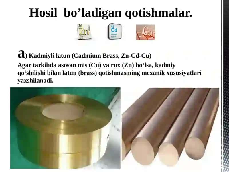 Cadmium Bronze, Cu-Cd-Zn ishlab chiqarish 4