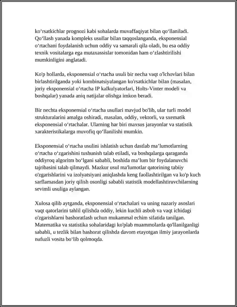 Eksponensial oʻrtacha usuli 4
