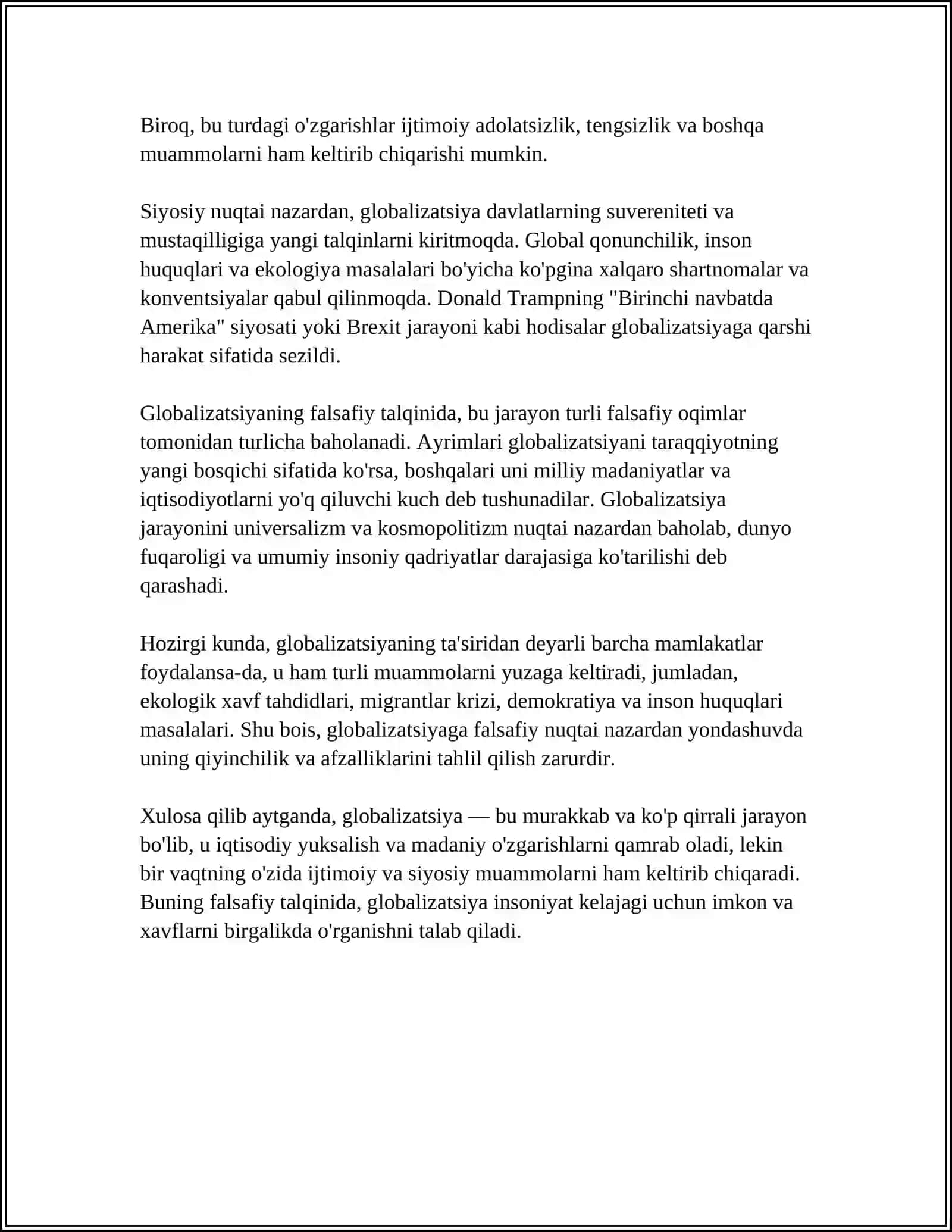 GLOBALLASHUV JARAYONLARI GLOBAL MUAMMOLARNING FALSAFIY TALQINI 4