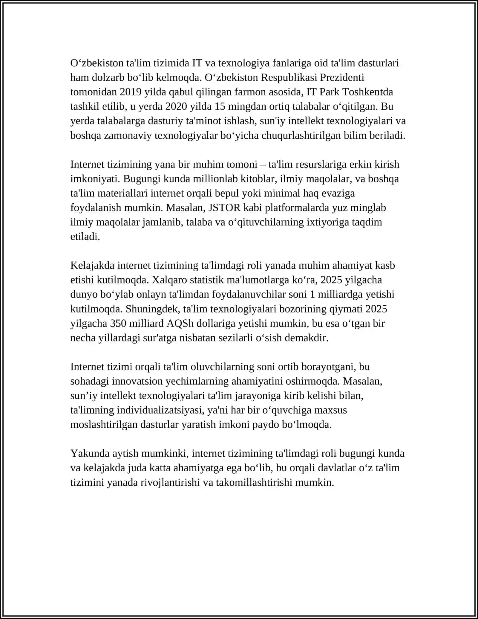 INTERNET TIZIMI VA UNDAN TA'LIM TIZIMIDA FOYDALANISH 4