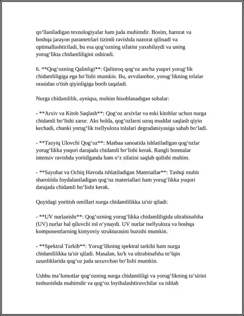 QOGʻOZNING OPTIK CHIDAMLILIGI 4