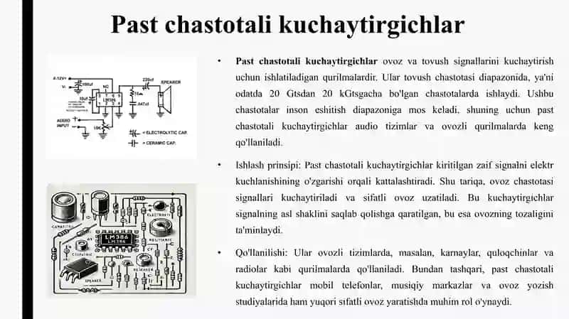 Rezonans va past chastotali kuchaytirgichlar, ularning radio 4