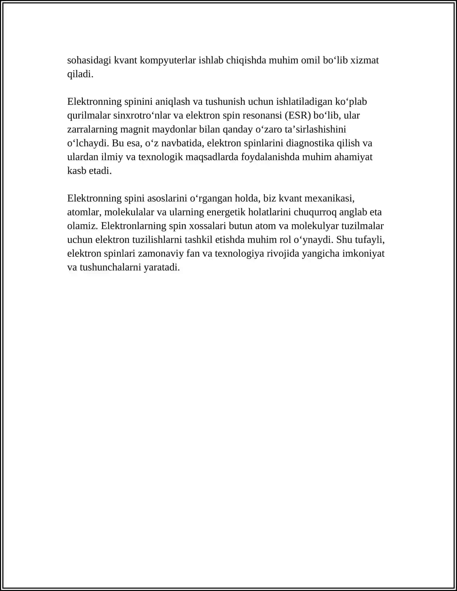 Elektronning spini va xususiyatlari 4