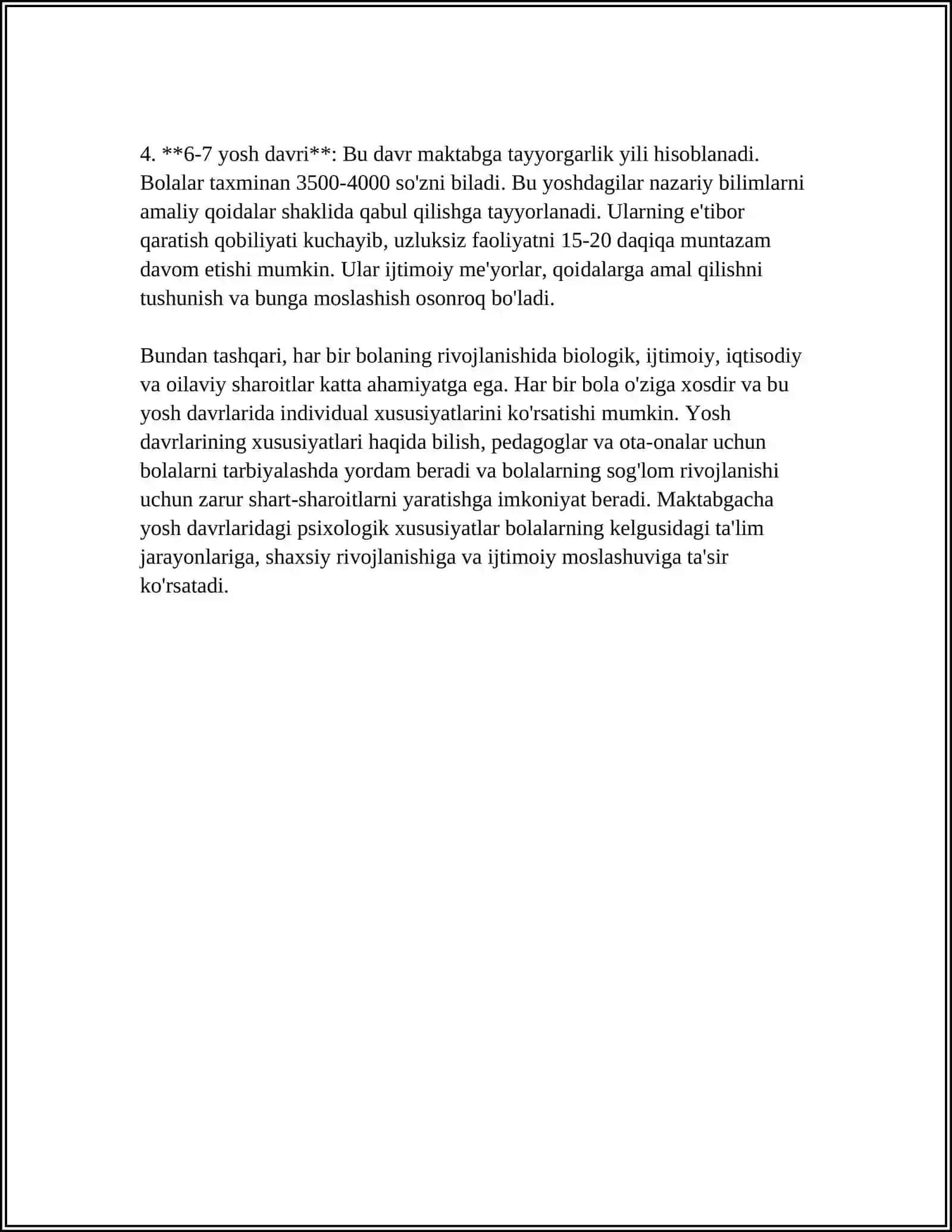 MAKTABGACHA TA’LIM DAVRIDA YOSH DAVRLARINING OʻZIGA XOS XUSUSIYATLARI 4