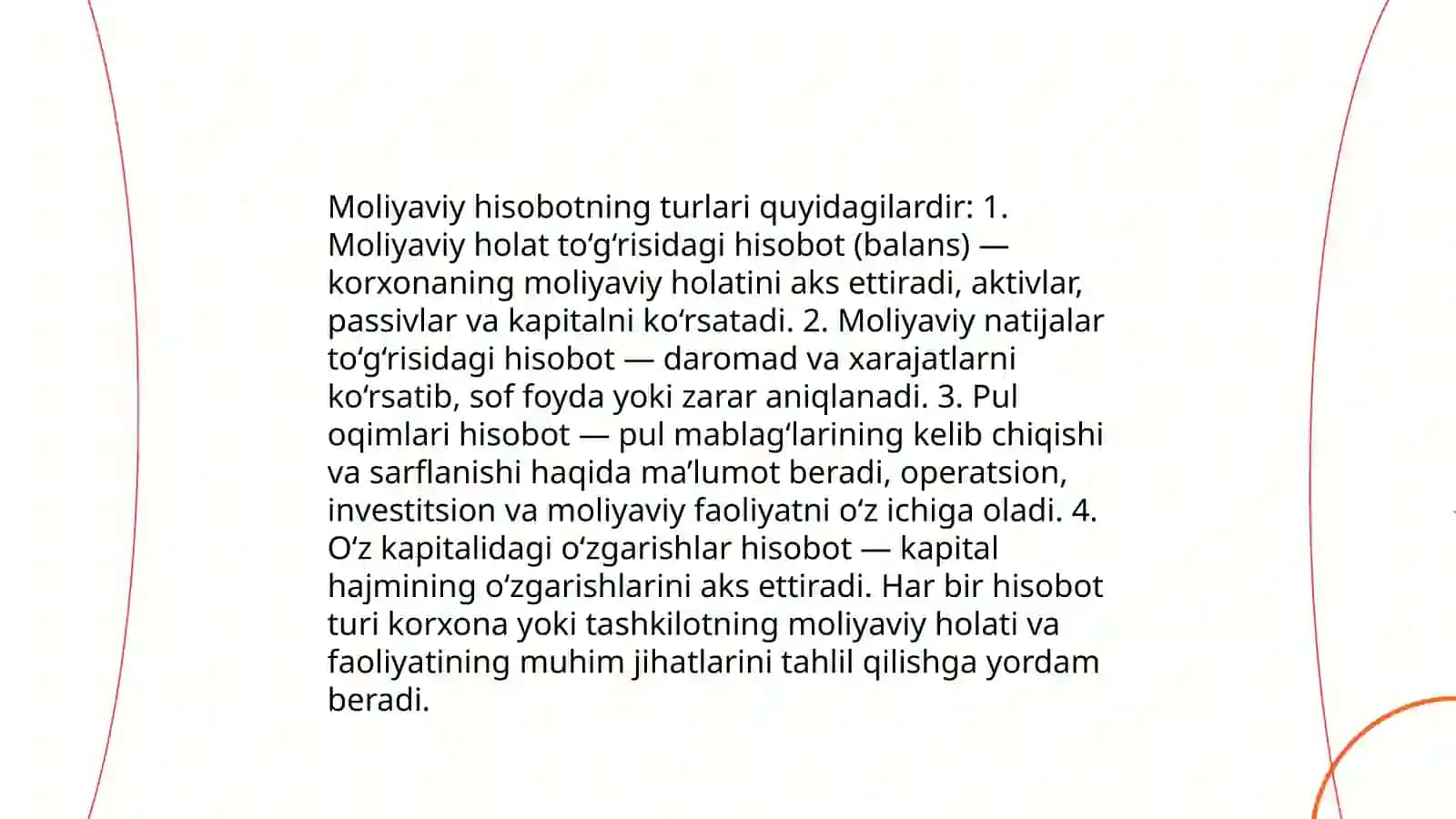 Moliyaviy hisobotning asosiy vazifalari 4