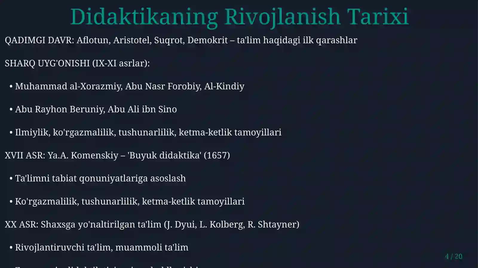 Didaktika – ta'lim nazariyasi 4
