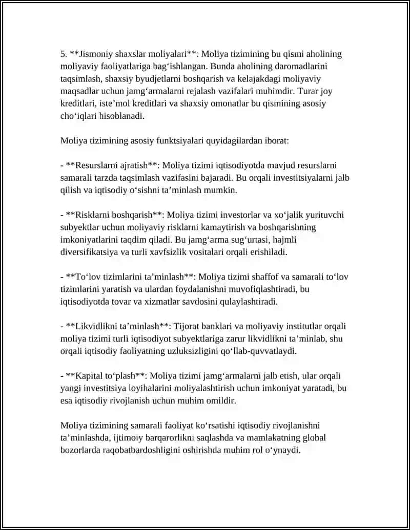 Moliya Tizmi Moliyaviy Siyosat 4