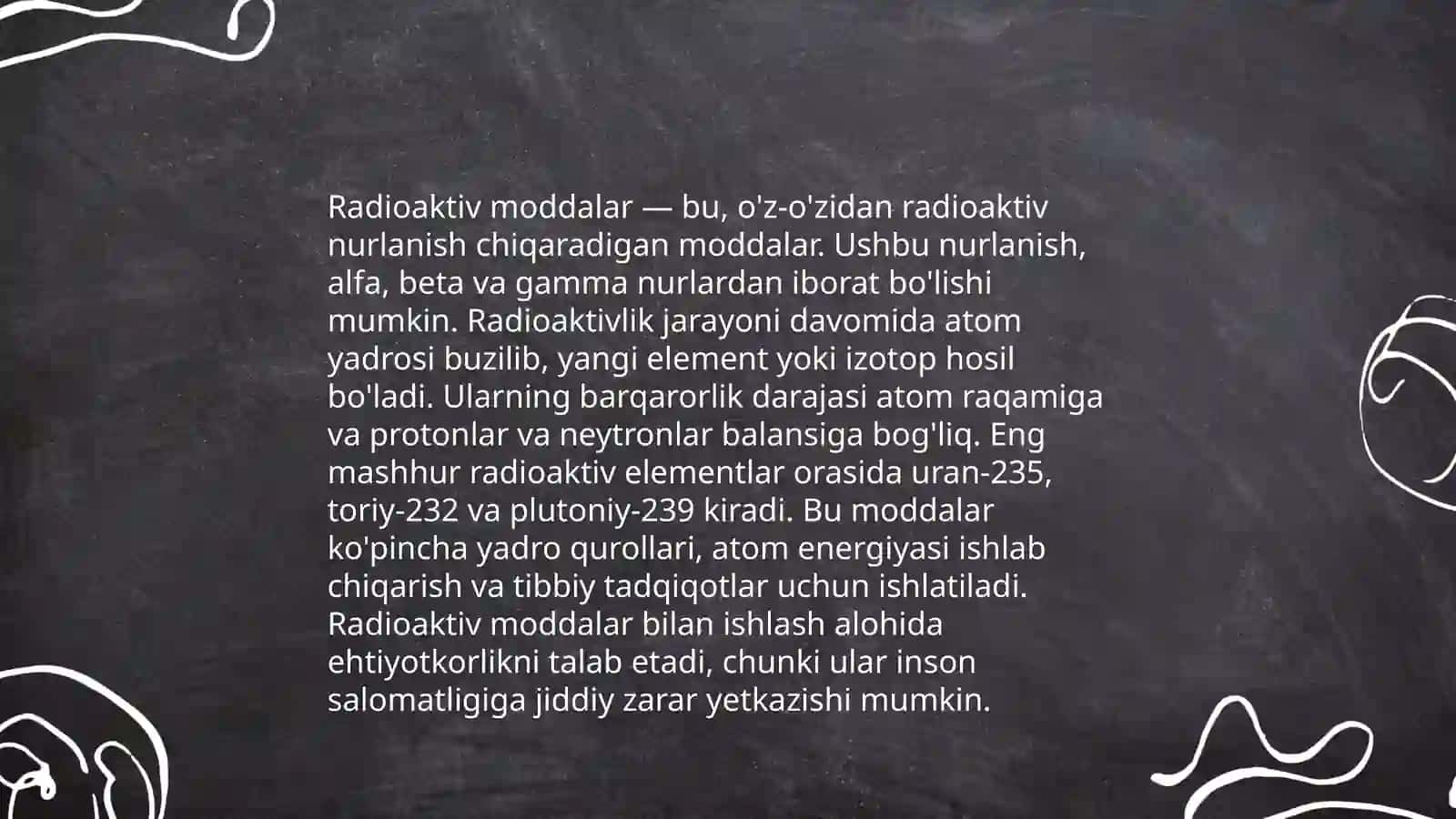 Radioaktiv moddalar taksikalogiyasi 4
