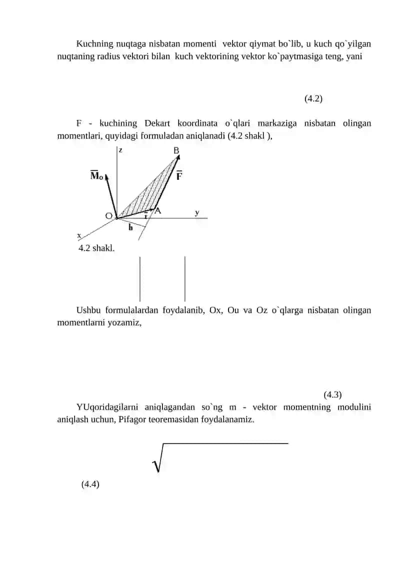 Juft kuchlar sistemasining muvozanat shartlari 4