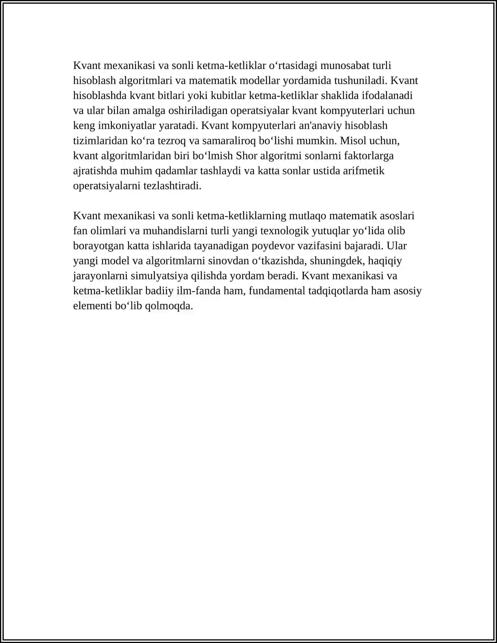 SONLI KETMA-KETLIKLARNING KVANT MEXANIKASIDAGI TATBIQLARI 4