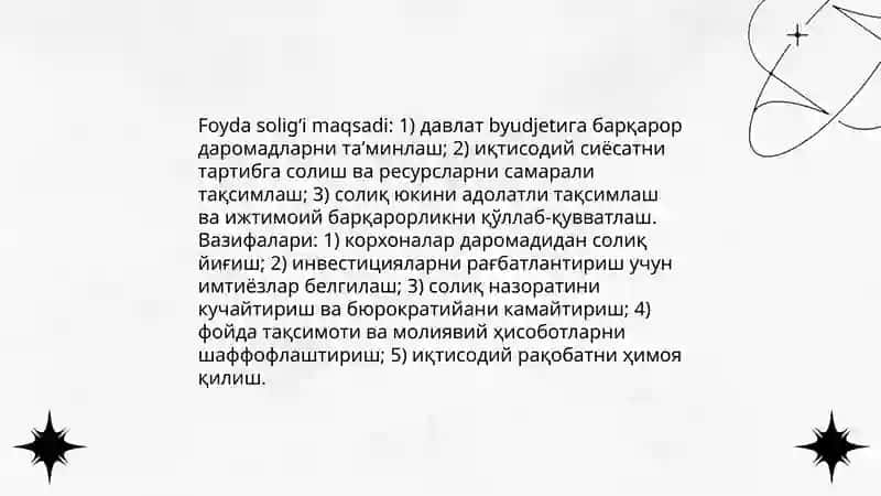 Foyda soligʻi 4