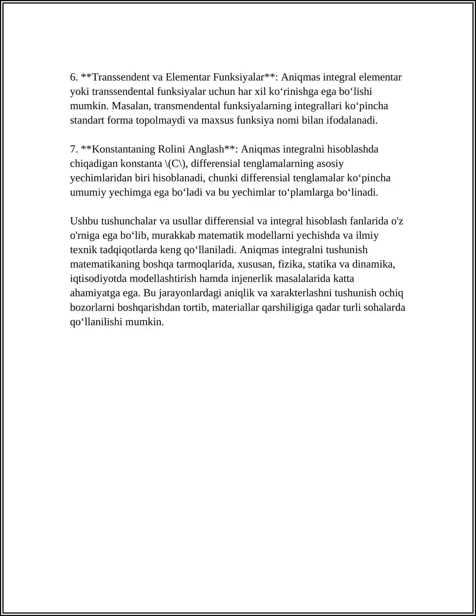 MUSTAQIL ISH Mavzu: ANIQMAS INTEGRALLAR 4
