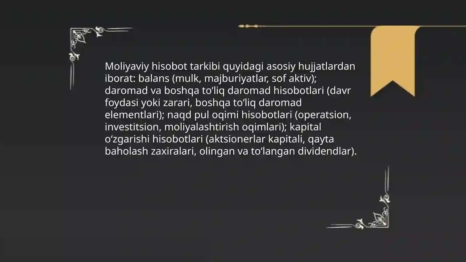 Finanslik hisobot xalqaro standartlik tarkibi va hisoboti 4