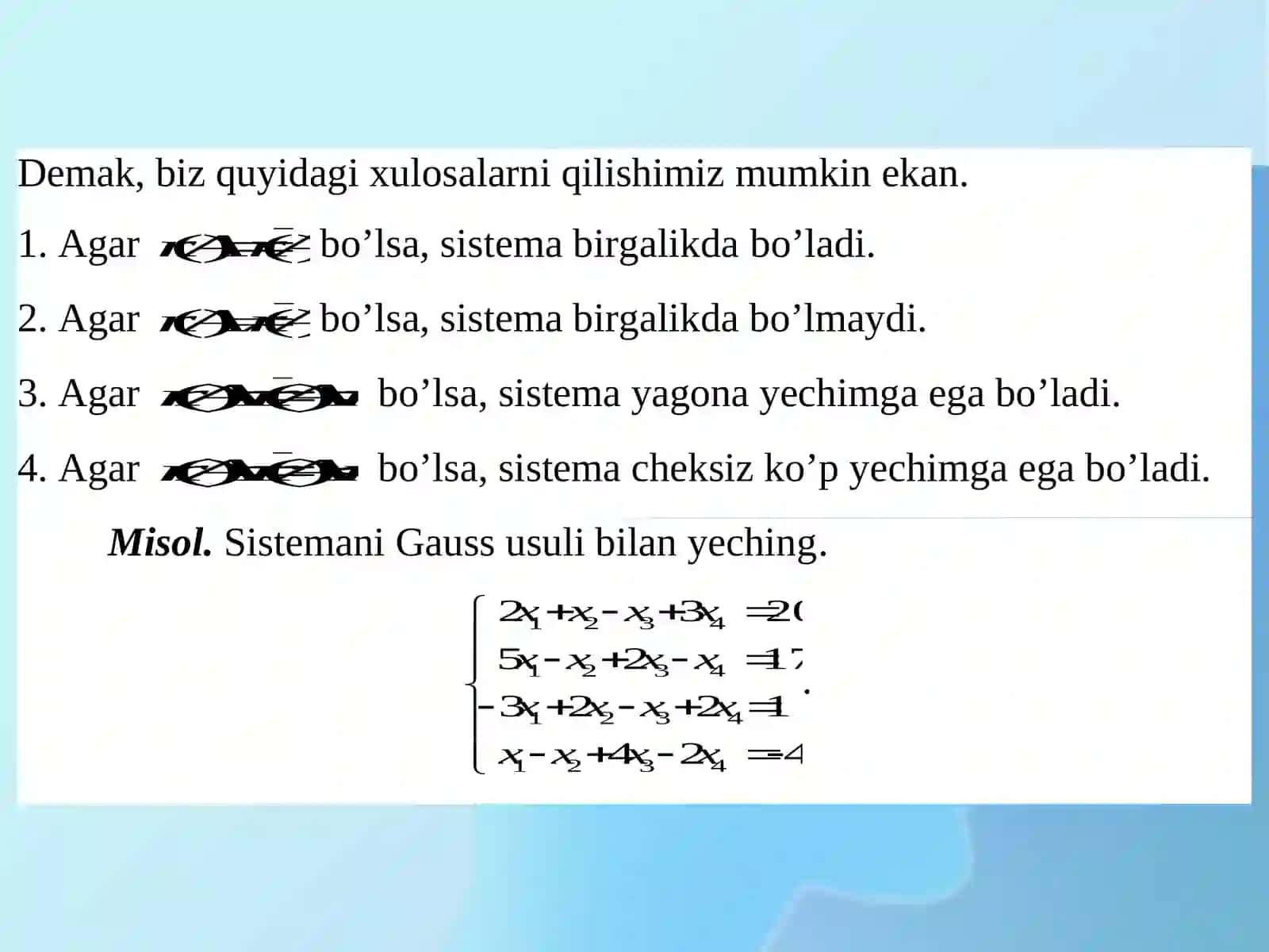 Chiziqli algebraik tenglamalar sistemasi 4